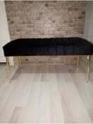 Resim aldagelsin Modern Çizgi Model Puf Ayakucu Bench Gold Metal Ayak 100 Cm 