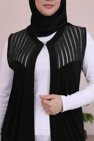 Resim Ferace Kadin Transparan Tasli Uzun Yelek Buyuk Beden Giyim Yelek 