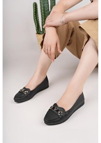 Resim Nesilshoes Nesil Shoes Mhd 64 Siyah Taşlı Günlük Kadın Babet 