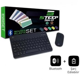 Resim Steep Solid Magic Siyah Şarjlı Bluetooth Klavye Mouse Set 