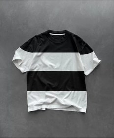 Resim Nnstartshopping Unisex Bisiklet Yaka Parçalı T-shirt - Siyah Siyah 