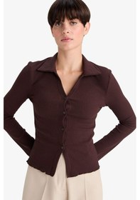 Resim Defacto Fitted Polo Yaka Fitilli Kaşkorse Hırka G3057ax25wnbn505 Kahve 