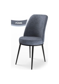 Resim Canisa Concept Dexa Serisi, Üst Kalite Yemek Odası Sandalyesi, Metal Siyah Iskeletli, 6 Adet Füme Sandalye Füme Sandalye 