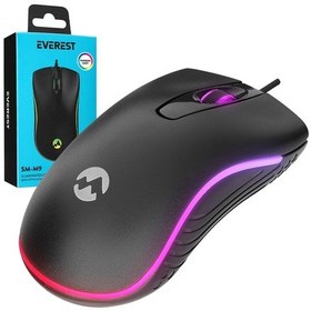 Resim Everest Sm-m9 1000 Dpı Usb Rgb Rainbow Ledli Siyah 3d Optik Led Mouse 001 