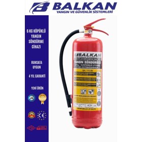 Resim BALKAN YANGIN VE GÜVENLİK SİSTEMLERİ 6 kg Köpüklü Ruhsata Uygun Yangın Tüpü 