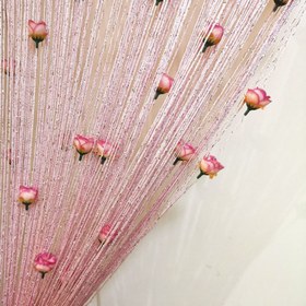 Resim 1 adet Pencere Gül Dizisi Perde, Çiçek Kapı İplik Perdesi, Asma Perde, Gül Çiçeği Parıldayan Gümüş Telli Perde, Kapı Perdesi Oturma Odası Bölme Dekorasyonu, Giriş Düğün Odası Otel Konaklama Parti Duvar Dekorasyonu 