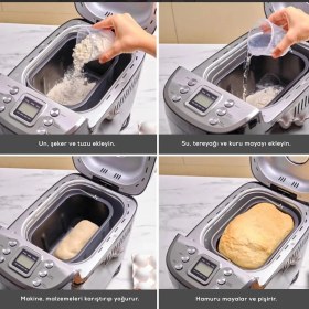 Resim Karaca 15 Programlı Akıllı Ekmek ve Yoğurt Makinesi - Glutensiz ve Tam Buğday Programı, Kek ve Reçel Yapabilen, Hamur Yoğuran, Isı Koruma Özellikli Büyük Boy 