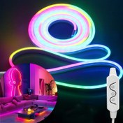 Resim AMILL Canlı RGB LED Neon İp Işıkları - 101.6/299.72/497.84cm, USB ile Çalışan & Müzikle Senkronize, Modern Ev Dekoru, Partiler & Festivaller için Esnek DIY Aydınlatma, Duvar Dekoru için Neon Tabelalar 