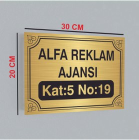 Resim ALFA REKLAM AJANSI OFİS BİNA GİRİŞ TABELASI GOLD METAL ( 30 X 20 CM) 