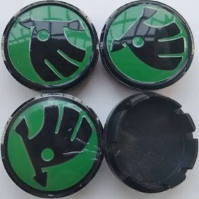 Resim Tongdashop 4 Adet Skoda 56mm Jant Kapakları Yeşil Octavia Fabia Superb Yeti Kodiaq 