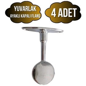 Resim Yuvarlak Ayaklı Kapalı Askı Borusu Flanşı Mobilya Yuvarlak Boru Flanşı Metal Boru Çapı:25mm 4 Adet Krom 