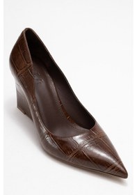 Resim Luvishoes Luvi Shoes Puera Açık Kahverengi Baskı Sivri Burunlu Kadın Dolgu Topuklu Ayakkabı Açık Kahverengi 