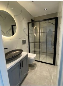 Resim Teknesiz Cam Duşakabin 1 Sabit 1 Sürgülü Karolaj Desenli Kd105 Siyah 