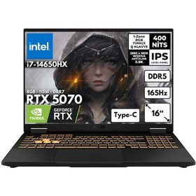 Resim Asus TUF F16 FX608JPR-QT070HMF53 i7-14650HX 40 GB 2 TB SSD RTX5070 16" W10P Dizüstü Bilgisayar 