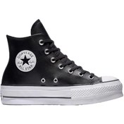 Resim Converse Chuck Taylor All Star Leather Platform Kadın Siyah Günlük Ayakkabı 