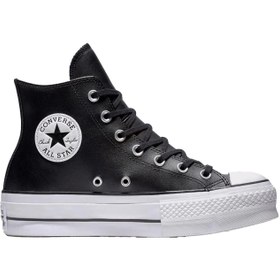 Resim Converse Chuck Taylor All Star Leather Platform Kadın Siyah Günlük Ayakkabı 