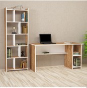 Resim Kalenderdekor1 Kalender Dekor Avel Snow 145 Cm Çalışma Masası Takımı Avls02 Beyaz - Meşe 