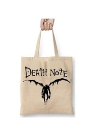 Resim Toyaso Death Note Ryuk Figür Bez Çanta Uzun Saplı Alışveriş Çantası Plaj Çantası Beyaz 