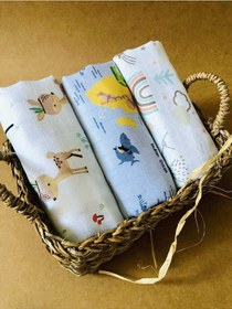 Resim 3 Adet 80x105 Çok Amaçlı Müslin Bezi Örtü Battaniye Çok Renkli 