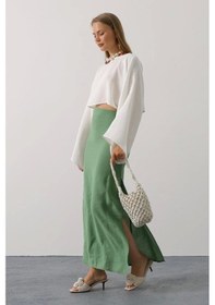 Resim Defymoda Yarasa Kollu Crop Bluz - Beyaz Beyaz 