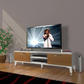 Resim Decoraktiv Eko 140 Mdf DVD Silver Tv Ünitesi Tv Sehpası - Beyaz - Ceviz 