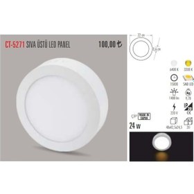 Resim Cata Ct-5271 24 Watt Sıva Üstü Led Aramtür Yuvarlak (408152333) 