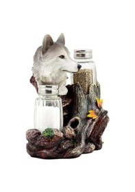 Resim Hayvan Tasarımlı Tuzluk & Biberlik Baharatlık Baharat Seti Mutfak Dekoru Bozkurt Modeli Çok Renkli 