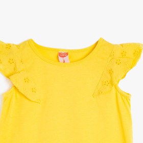 Resim Kız Bebek Bisiklet Yaka Kısa Kollu Fırfır Detaylı Atlet 