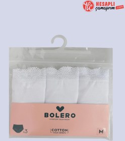 Resim Bolero Premium Kadın Dantelli 3'lü Pamuklu Rahat Nefes Alabilen Kumaş Yüksek Bel Külot 