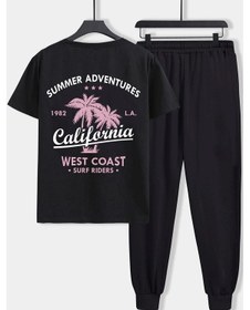Resim California Baskılı 2'li Eşofman Takımı Siyah 
