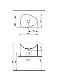 Resim Bocchi Etna Tezgah Üstü Monoblok Lavabo Mat Beyaz 1162-002-0125 