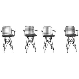 Resim Knsz ufak boy tel bar sandalyesi 4 lü uslu syhsyh kolçaklı 55 cm 