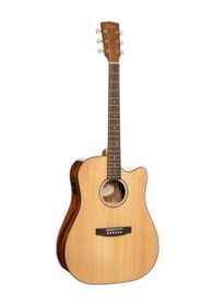 Resim Cort Earth60cenat Elektro Akustik Gitar - Natürel Başlangıç/orta Seviye Masif Ladin Üst Kapak, Maun Arka Ve Yanlar, Kesik Kasa Formu Ve Dahili Elektronik 