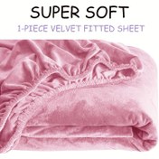 Resim 1 Adet Ultra Yumuşak Kadife Lastikli Çarşaf – 9 İnç Cep ve Güçlendirilmiş Elastik Bantlar – Soğuk Hava İçin Rahat Coral Fleece, Kış Sıcaklığı, Kolay Bakım, Yastık Kılıfsız, Pembe, Basit Şıklık | Elastik Kenarlar 