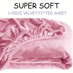 Resim 1 Adet Ultra Yumuşak Kadife Lastikli Çarşaf – 9 İnç Cep ve Güçlendirilmiş Elastik Bantlar – Soğuk Hava İçin Rahat Coral Fleece, Kış Sıcaklığı, Kolay Bakım, Yastık Kılıfsız, Pembe, Basit Şıklık | Elastik Kenarlar 