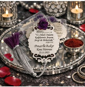 Resim Magnet Kişiye Özel 25 Adettir Gümüş Pleksidir Püsküllü No 033 