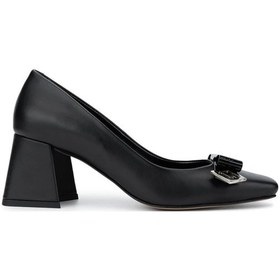 Resim Tamer Tanca Kadın Hakiki Deri Siyah Topuklu Ayakkabı 22 5022 Bn Ayk Sk24-25 Syh Dr/rgn Fıyonk Siyah Deri 