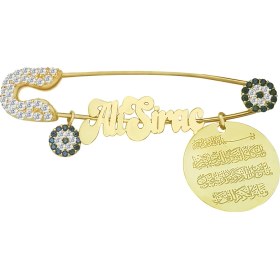 Resim Vaoov 925 Ayar Gümüş Nazar Ayeti Ve Nazarlı Bebek İğnesi 