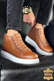 Resim ZRC258 Hakiki Deri Premium Kışlık Su Geçirmez Erkek Bot Taba 