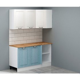 Resim 160 Cm Pastel Mutfak Köşe Modülü Beyaz - Su Yeşili 