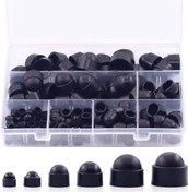 Resim Teltree 160 Adet Nilon Yuvarlak Üstlü Altıgen Somun Kapağı M4-m12 Boyutları Plastiği Korozyona Dayanıklı Koruyucu Set Siyah, 250g 