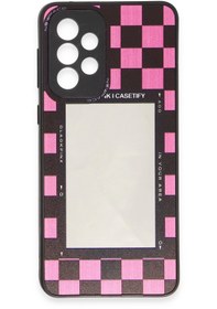Resim Sphone Samsung Galaxy A73 5g Kılıf Aynalı Grafiti Desen Make Up Makyaj Aynası Kare Figür Motif 