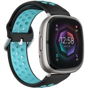 Resim Fitbit Sense İki Renkli Delikli Nefes Alabilen Silikon Saat Kordonu 