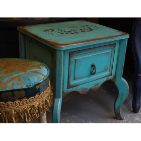 Resim Moza Sanat Turkuaz Renkli Vintage Komodin 