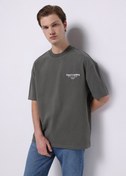 Resim Oversize Fit Yuvarlak Yaka Düz Erkek Yeşil Kısa Kol Tişört Colin's