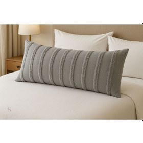 Resim Gri %100 Pamuk İskandinav Uzun Yastık 40x100 İçi Dolgulu Gri 