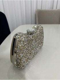 Resim Öznora Yüzük Detaylı Taşlı Amanda Abiye El Çanta Altın 