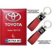 Resim Plakanıza Özel Toyota Logolu Kırmızı Ruhsat Kabı Ve Anahtarlık 
