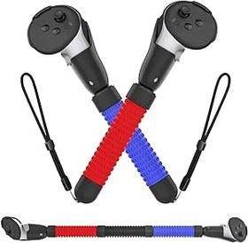Resim Aixoto VR Handle Attachment for Meta Quest 3, Extension Controller Accesories Compatible with Oculus, Gorilla Tag Long Arms Grips, for Beat Saber More Better Experience (Blue & Red) 