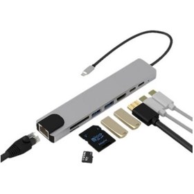 Resim Csmtex 2 Type C Çoklu Port Hub 8 Port Usb Hdmı Sd Kart Ethernet Adaptör 
